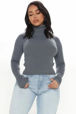 Fashion Nova Don't Loose Focus Turtleneck Sweater - Teal