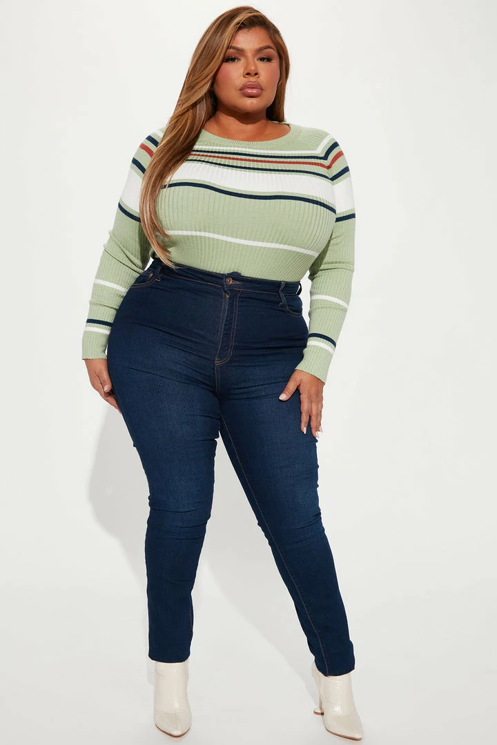Coupon 🔥 Fashion Nova Stripes For Days Sweater - Sage/combo Pullovers ✔️ 9 Fashion Nova Stripes For Days Sweater - Sage/combo Pullovers