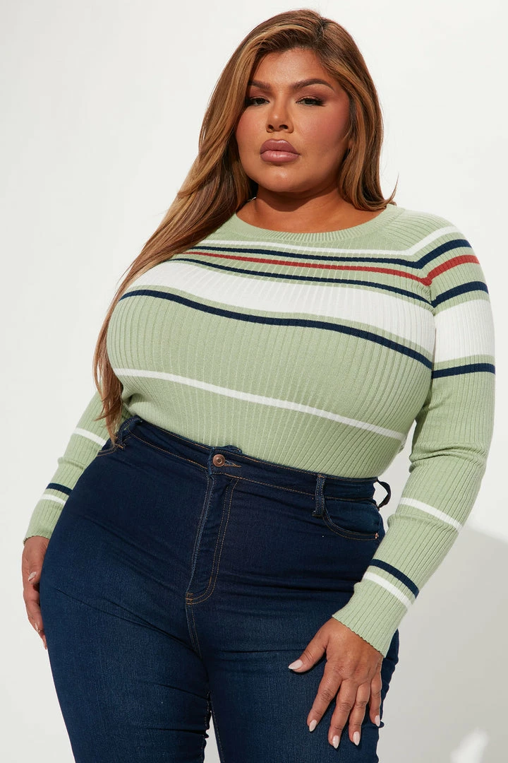 Coupon 🔥 Fashion Nova Stripes For Days Sweater - Sage/combo Pullovers ✔️ 7 Fashion Nova Stripes For Days Sweater - Sage/combo Pullovers