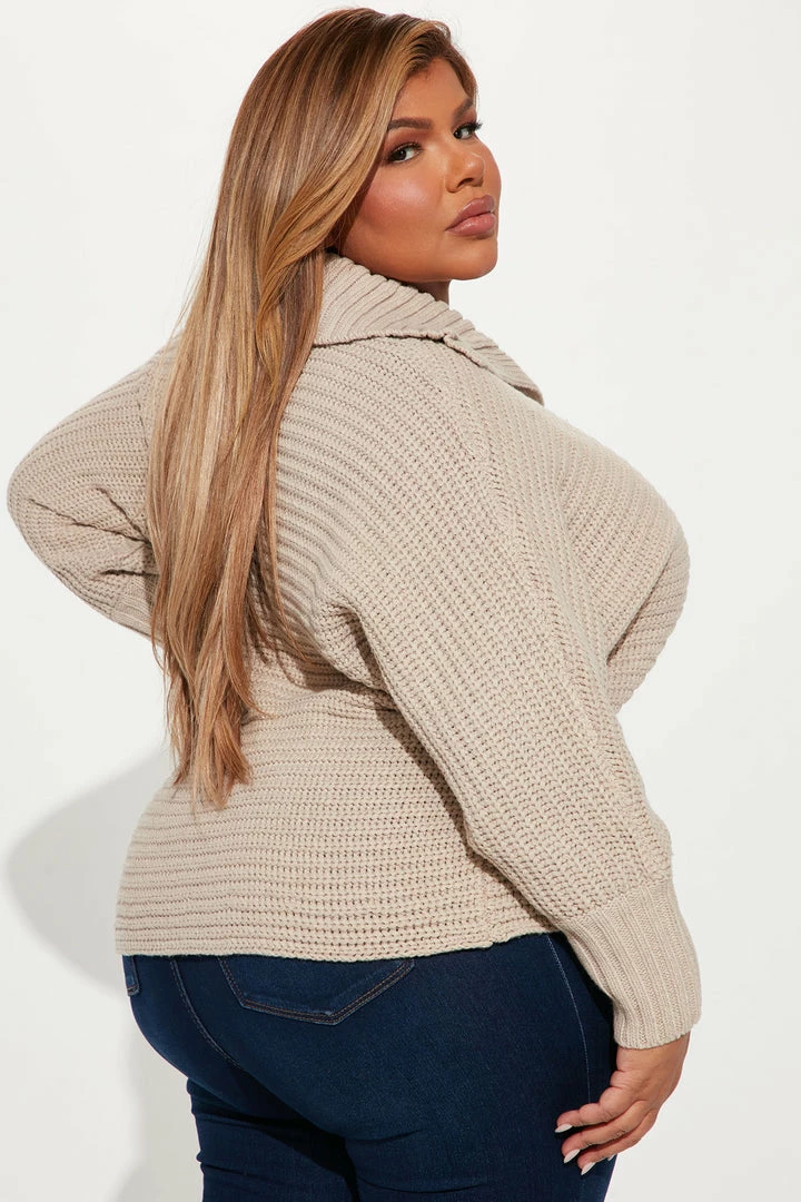 Fashion Nova Pullovers Cozy Rib Knit Collar Sweater - Oatmeal