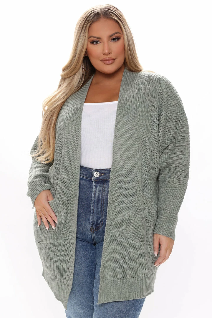 Fashion Nova Cardigans Just Go With It Cardigan - Sage