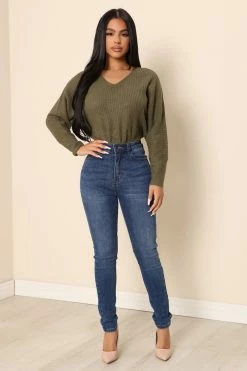 Fashion Nova Chilly Nights Sweater - Olive Pullovers
