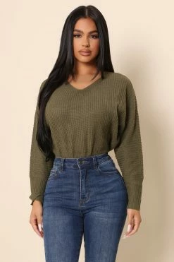 Fashion Nova Chilly Nights Sweater - Olive Pullovers