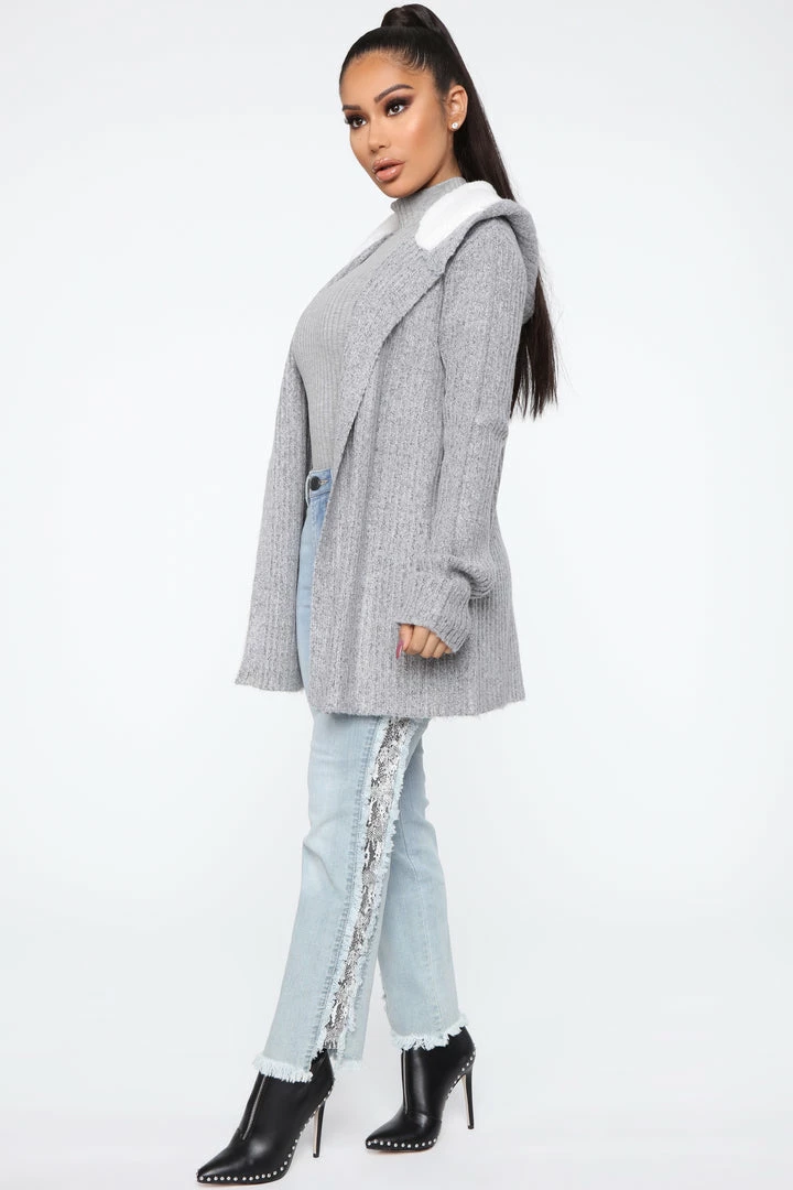 Fashion Nova Far Gone Hooded Cardigan - Grey Cardigans
