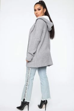 Fashion Nova Far Gone Hooded Cardigan - Grey Cardigans