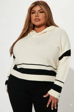 Fashion Nova Pullovers Don't Stop Me Hooded Sweater - Ivory/combo