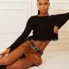 Fashion Nova Pullovers Fool For You Distressed Sweater Top - Black