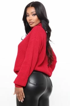 Deals ⭐ Fashion Nova Roll With The Flow Turtleneck Sweater - Red 🔥 8 Fashion Nova Roll With The Flow Turtleneck Sweater - Red