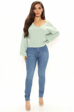 Fashion Nova Pullovers Stop And Stare Sweater - Sage