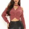 Fashion Nova Pullovers Knot Yours Sweater - Marsala