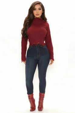 Fashion Nova Pullovers Bonfire Nights Sweater - Burgundy