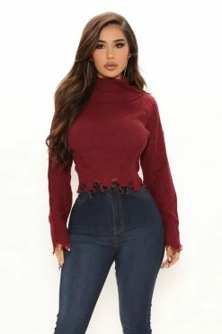 Fashion Nova Pullovers Bonfire Nights Sweater - Burgundy