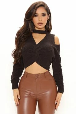 Fashion Nova Knot Yours Sweater - Black Pullovers