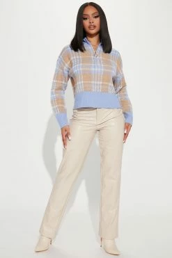 Fashion Nova Give It A Go Quarter Zip Sweater - Taupe/combo