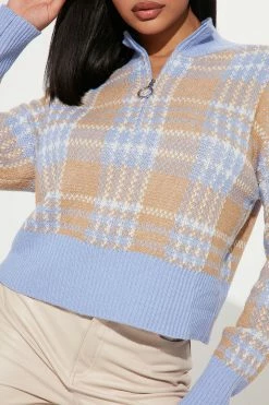 Fashion Nova Give It A Go Quarter Zip Sweater - Taupe/combo