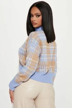 Fashion Nova Give It A Go Quarter Zip Sweater - Taupe/combo