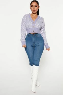 Fashion Nova Worlds Collide Cardigan - Purple/combo Cardigans