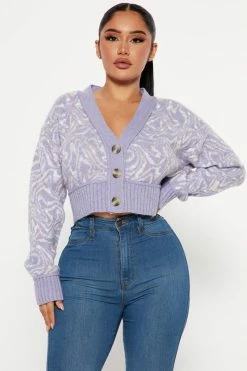 Fashion Nova Worlds Collide Cardigan - Purple/combo Cardigans