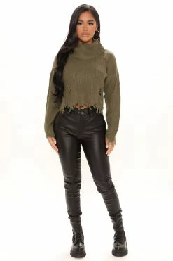 Fashion Nova Bonfire Nights Sweater - Olive Pullovers