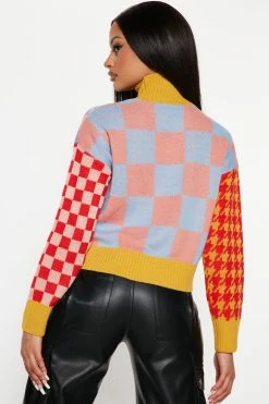 Budget 🎉 Fashion Nova Lost Control Mixed Pattern Sweater - Yellow/combo Pullovers 😀 7 Fashion Nova Lost Control Mixed Pattern Sweater - Yellow/combo Pullovers