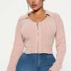 Fashion Nova Zip It Ribbed Sweater - Mauve Cardigans