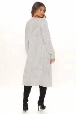 Fashion Nova Inspire Me Cable Knit Cardigan - Heather Grey Cardigans