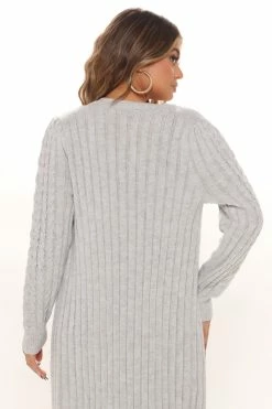 Fashion Nova Inspire Me Cable Knit Cardigan - Heather Grey Cardigans
