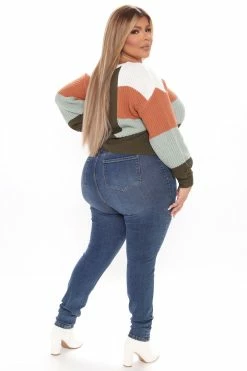 Fashion Nova Find Your Own Path Sweater - Olive/combo