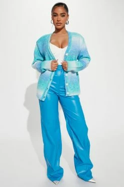 Fashion Nova Cardigans Wait And See Spacedye Cardigan - Blue/combo