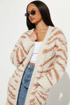 Fashion Nova Cardigans Wild Side Cozy Cardigan - Natural/Combo