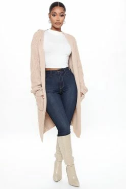 Fashion Nova Cardigans Knit's Not The Time Cardigan - Taupe