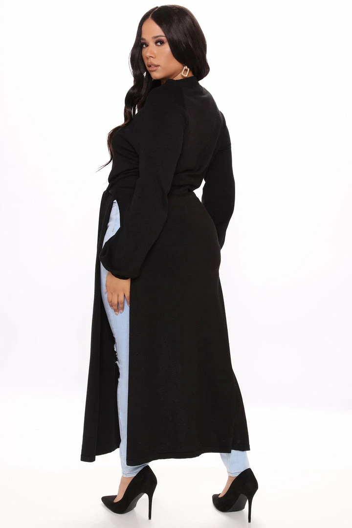 Fashion Nova Slit Just Got Real Tunic Sweater - Black