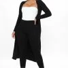 Fashion Nova Alessandra Cable Knit Duster Cardigan - Black