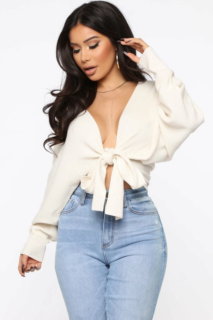 Fashion Nova Love Craze Cropped Sweater - Cream Cardigans