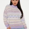 Fashion Nova Solstice Mock Neck Sweater - Purple/combo Pullovers