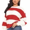 Fashion Nova Autumn Dreams Striped Sweater - Rust/combo Pullovers