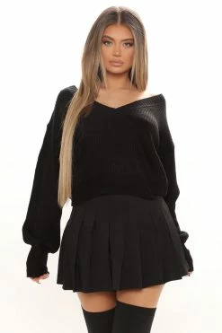 Fashion Nova Pullovers Stop And Stare Sweater - Black