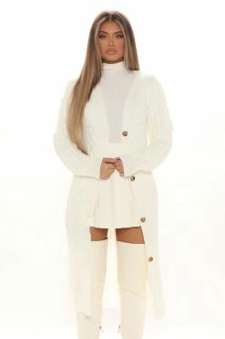 Fashion Nova Inspire Me Cable Knit Cardigan - Ivory
