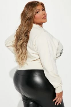 Fashion Nova Bad Teddy Crewneck Sweater - Ivory Pullovers