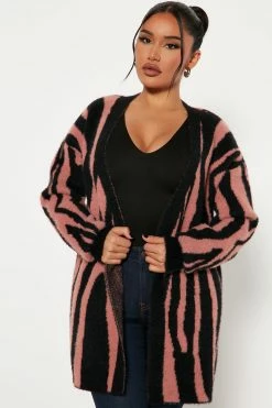 Fashion Nova Cardigans Untamed Open Front Cardigan - Black/combo