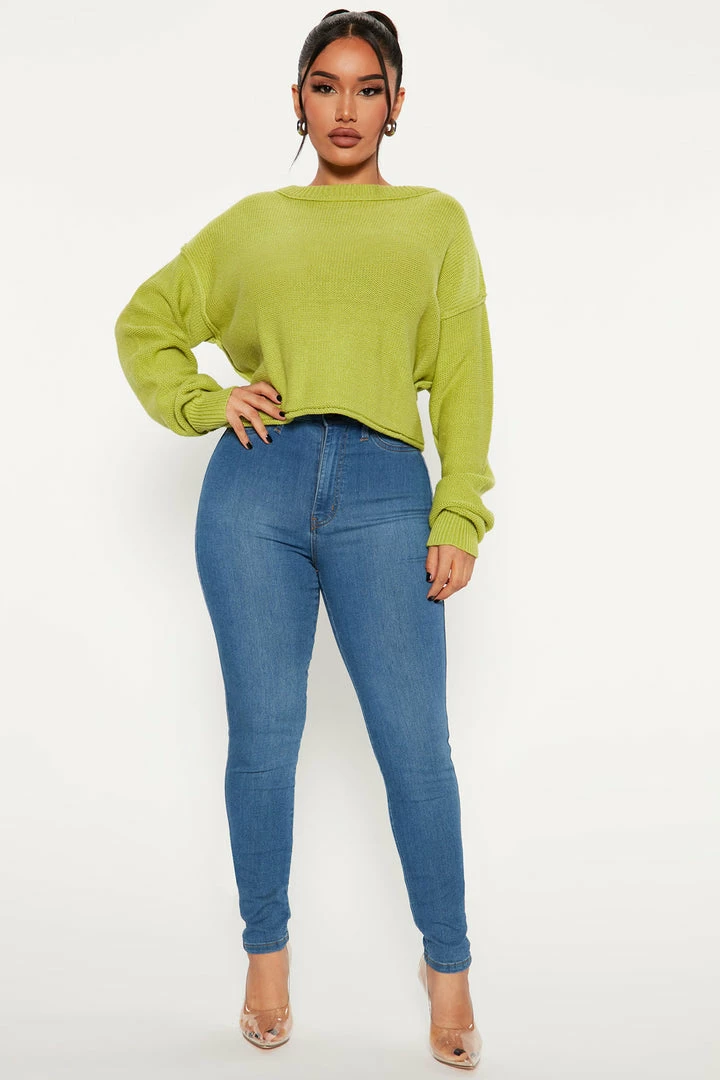 Fashion Nova By Your Side Sweater - Green Pullovers