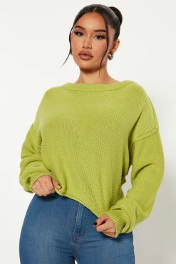 Fashion Nova By Your Side Sweater - Green Pullovers