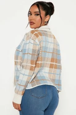 Fashion Nova Plaid For You Cardigan - Ivory/combo