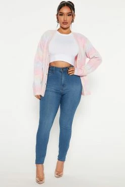 Fashion Nova Wait And See Spacedye Cardigan - Pink/combo