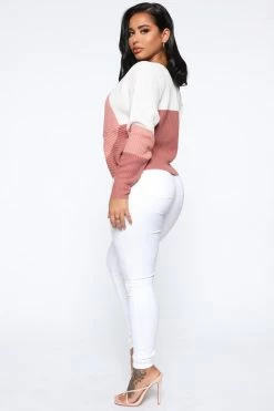 Fashion Nova Just A Little Twisted Sweater - Blush