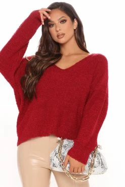 Fashion Nova Day Dreaming Of You Sweater - Burgundy