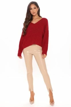 Fashion Nova Day Dreaming Of You Sweater - Burgundy