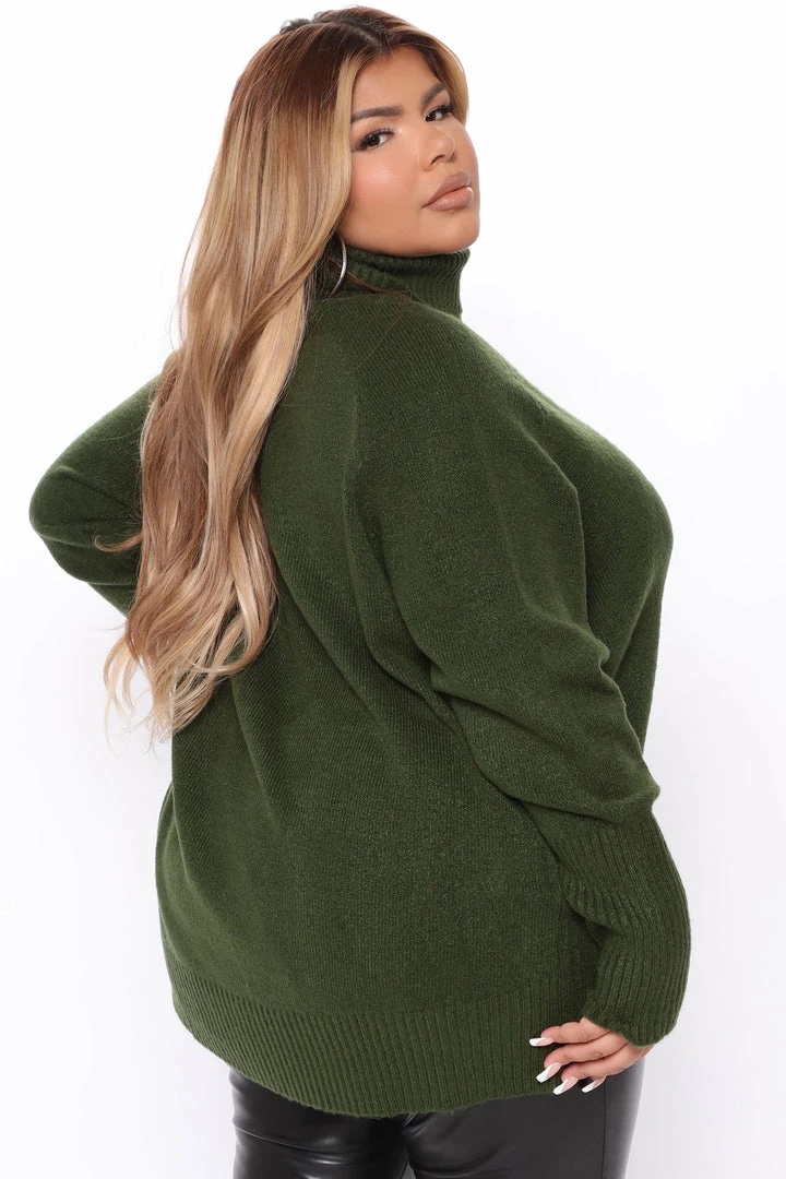 Fashion Nova Pullovers Just Roll With It Babe Turtleneck Sweater - Hunter