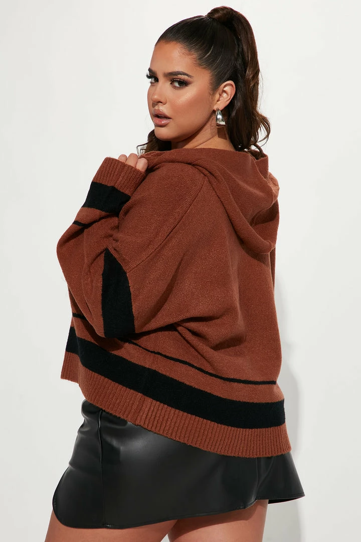 Fashion Nova Pullovers Don't Stop Me Hooded Sweater - Brown/combo