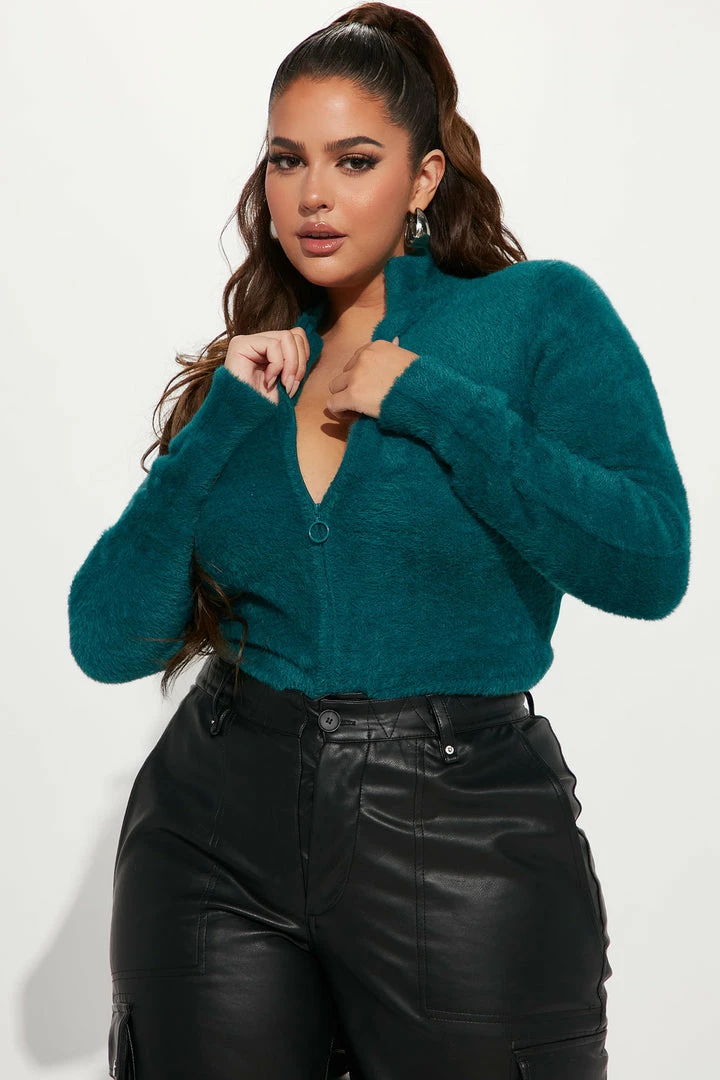 Promo ⭐ Fashion Nova Cardigans Party Crasher Zip Up Sweater - Teal 🤩 5 Fashion Nova Cardigans Party Crasher Zip Up Sweater - Teal